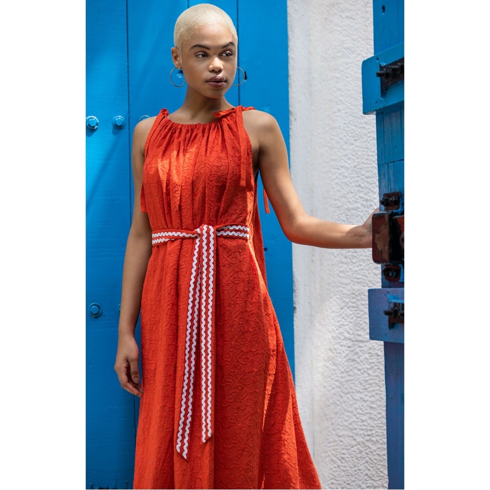 Emily lovelock NWT Sophia Dress Orange with belt